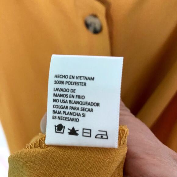 Paper Crane Women's Small Spaghetti Strap Golden Yellow Dress Button Front - Picture 4 of 5